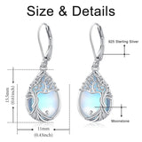 Odinstone Sterling Silver Earrings Tree of Life Moonstone Earring for Women