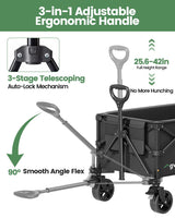 GVDV CW35 Wagons Carts Foldable, 42 in Extended Handle Collapsible Wagon