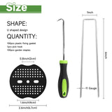 JELNER Garden Stakes,6 Inch 11 Gauge 100pcs Galvanized Landscape Staples + 100pcs Gaskets + 1Pick Hook, Tent Stakes Landscaping Fabric SOD Pins for Weed Fabric Barrier,Groud Cover,Fence