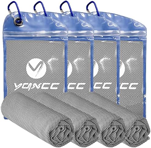 YQXCC 4 Pack Cooling Towel (47"x12") Ice Towel for Neck, Microfiber Cool Towel, Soft Breathable Chilly Towel for Yoga, Sports, Golf, Gym, Camping, Running, Fitness, Workout & More Activities