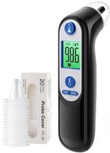 Ear Thermometer for Kids, Adults and Babies, FSA Eligible, Fever Alarm, Mute Mode, 30 Memory Recall with 21 Probe Covers - Fast Results & Easy to use, Life Time Support (Black)