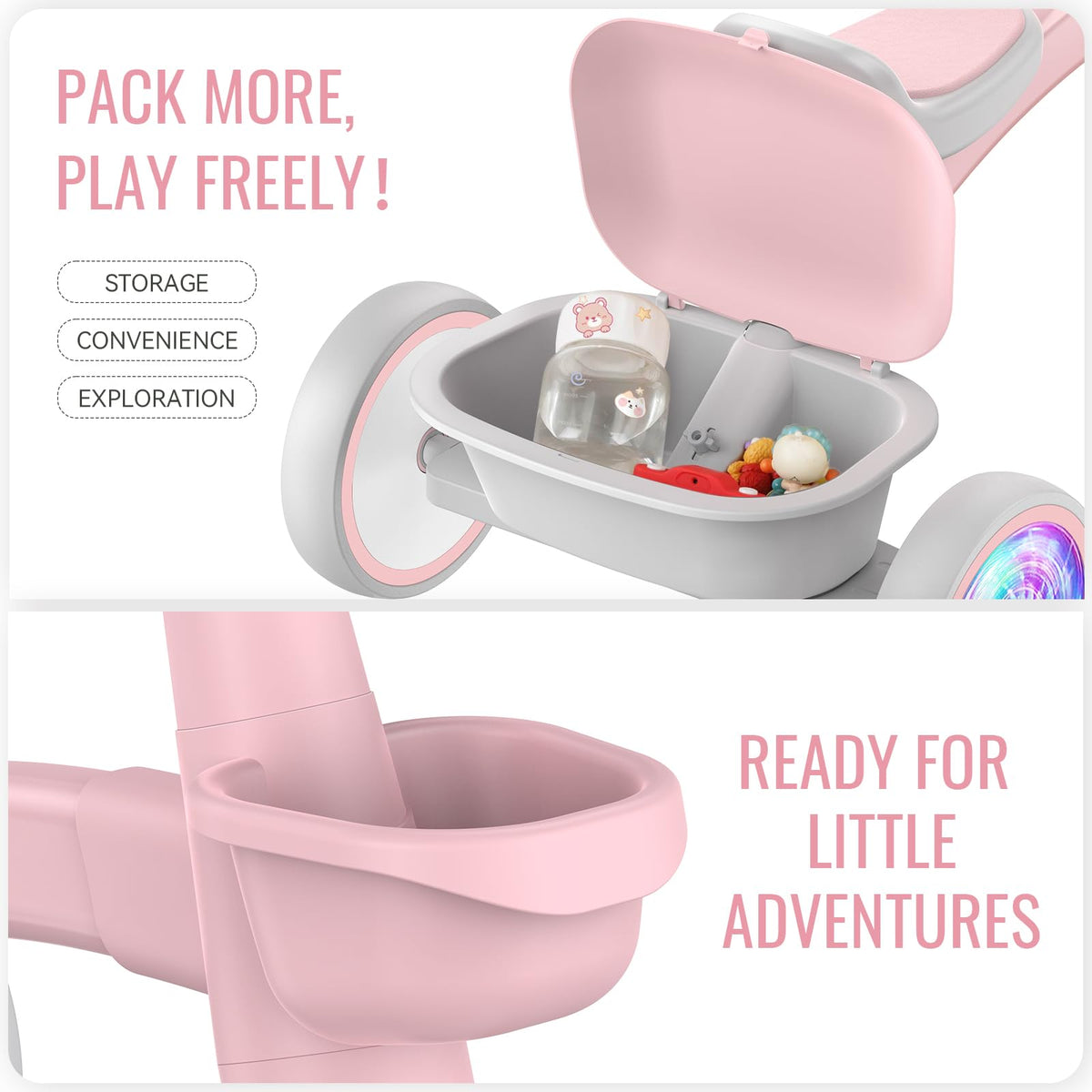 SEREED Colorful Lighting Toddler Tricycle Gift Toy for Ages 2-5 Boys Girls