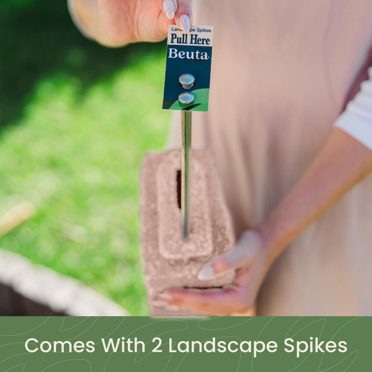 Beuta Landscape Edging | Garden Edging Border | Polyrock Blocks for Lawn Edging, Flower Beds & Yard Edging – 10 Pack | Each Section Has 6 Blocks 48" L x 4" W x 6.5" H | 20 Spikes | Sandstone