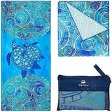 Elite Trend Microfiber Beach Towel for Adults with Bag - Extra Large 78x35 inch Lightweight Sand Free Quick Dry Towel for Travel, Swimming, Yoga, Camping (Sea Turtle)