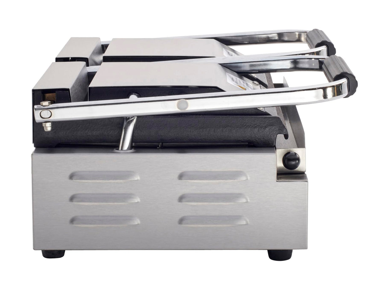 Kratos Commercial Electric Panini Sandwich Grill with Grooved Plates, 18.7" x 9" Cooking Surface, Commercial Countertop Panini Press, 120V, 3500W (29Y-023)