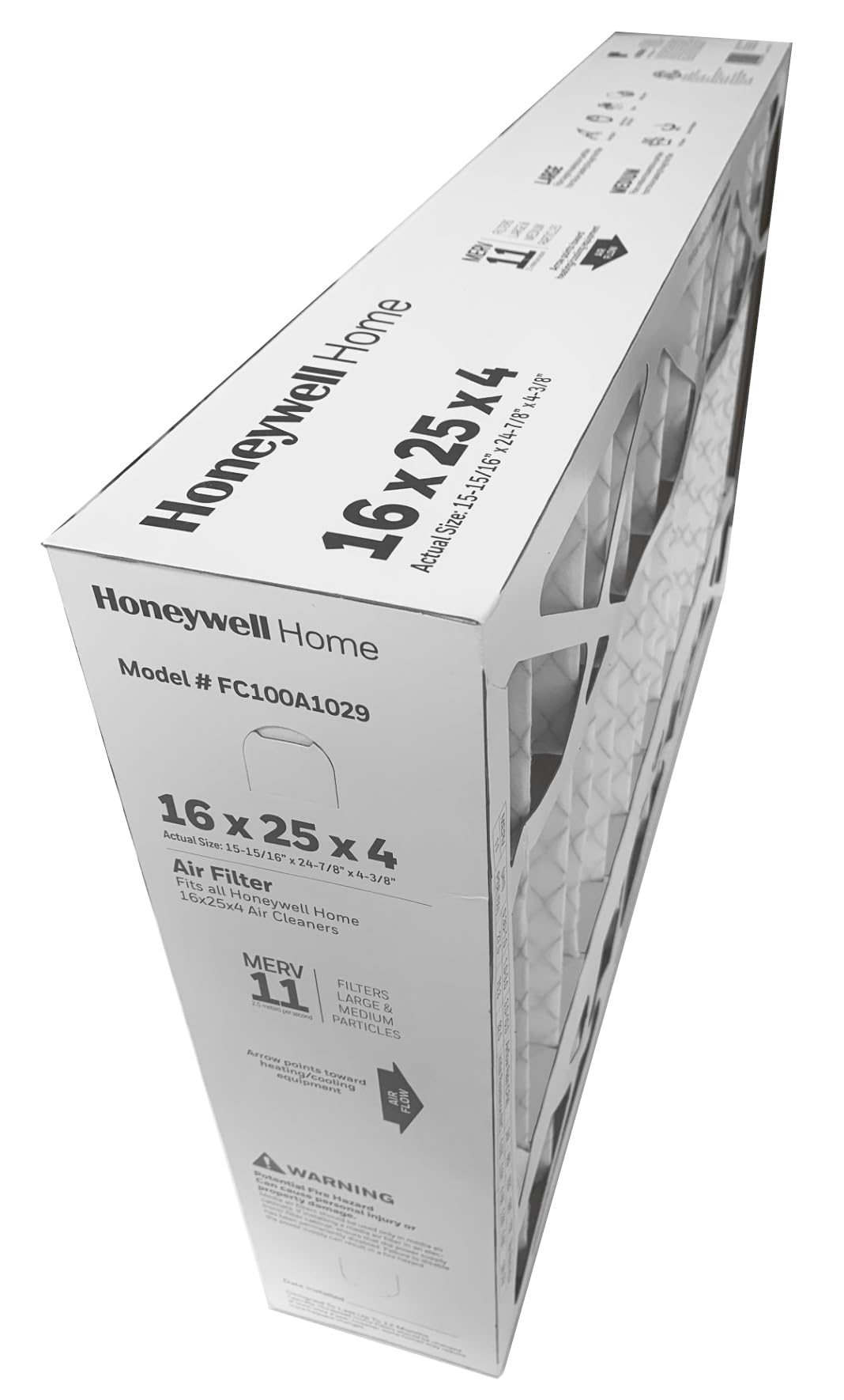 Honeywell FC100A1029 (2 Pack) - 16" x 25" x 4" Pleated Air Filter, MERV 11 Bundle with Same Day Supply Filter Change Reminder