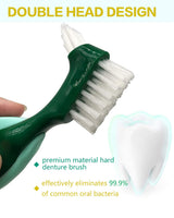 Premium Hard Denture Brush, Multi-Layered Bristles & Portable Double Sided Toothbrush for Denture Care (Pack of 2)