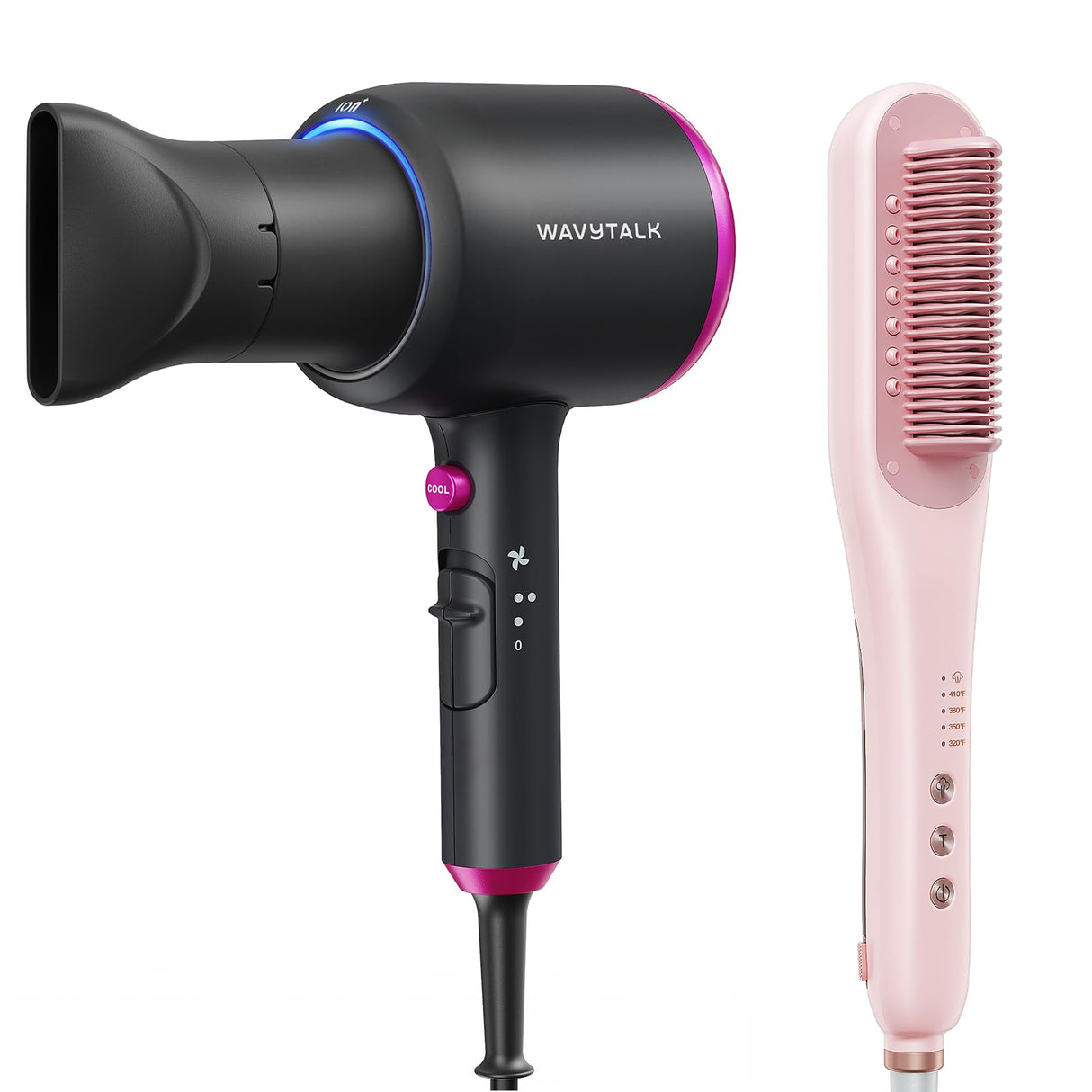 Wavytalk Steamlin Pro Steam Straightener Brush, Wavytalk Blown Away onic Hair Dryer Black