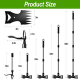 HWLANTU Stand Up Weed Puller Tool with 58" Adjustable Long Handle, 2 in 1 Heavy Duty Manual Weeder & Garden Hoe, 4-Claw Steel Head Weed Remover with Gloves for Yard Lawn Patio Flower Bed
