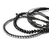 Mezcla Vida 3 Pcs Handmade Women's Stackable Bracelet Set, Adjustable Rope Bracelets Bracelets with Hematite and Glass Beads (black)