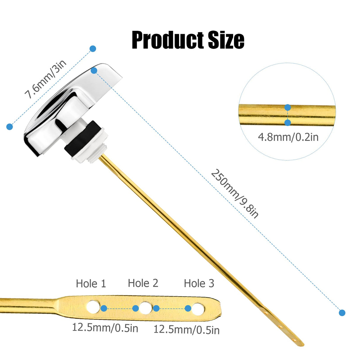 TOTO Compatible Toilet Flush Handle - Side Mount Trip Lever Replacement for TOTO ST701, CST853, CST854, CST884, CST604CEF, CST614CEF - 2-Pack Copper Lever