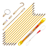 Boeray 33' Fiberglass Running Electrical Wire Cable Pulling Fish Tape kit with 5 different attachments in a Carrying Case