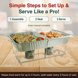 Disposable Chafing Dish Buffet Set - Large Full Size (33 pcs) – Catering Food Warmers with Half-Sized Serving Pans, Covers, Racks, Utensils & Fuel Cans - Perfect for Buffets, Parties & Food Serving