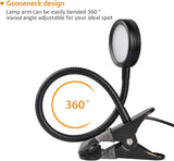 LEPOWER Clip on Light/Reading Lights/Book Light/Desk Lamp Color Changeable/Night Lights Clip on for Desk, Bed Headboard and Computers, Adapter Included (Black) Metal