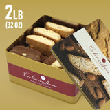 Italian Biscotti Cookie Gift Box, 30+ Pieces Individually Wrapped Gourmet Biscotti - 2Lb Square Tin with Authentic Italian Cookies for Holliday Gifting, Coffee Pairing, and Christmas Celebrations