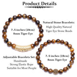 BOMAIL 8mm Tiger Eye Stone Beads Bracelet