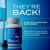 Murad Pure Skin Acne Supplements – 60 Tablets – Clear Skin Support with Blend of Vitamin A & B6, Zinc, Amino Acids, & Burdock Root – Promotes Healthy Skin, Oil Balance, Gut Health & Stress Relief