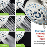 Hotel Spa AquaCare As-Seen-On-TV High Pressure 48-setting Rain & Handheld 3-way Shower Head Combo - Anti-clog Nozzles/Tub, Tile & Pet Power Wash/Extra Long 6 ft. Hose/All Chrome Finish