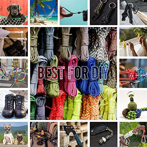 HERCULES Type III Paracord 550 Paracord Rope Parachute Cord, 250' Black Paracord for Survival Paracord, Survival Cord