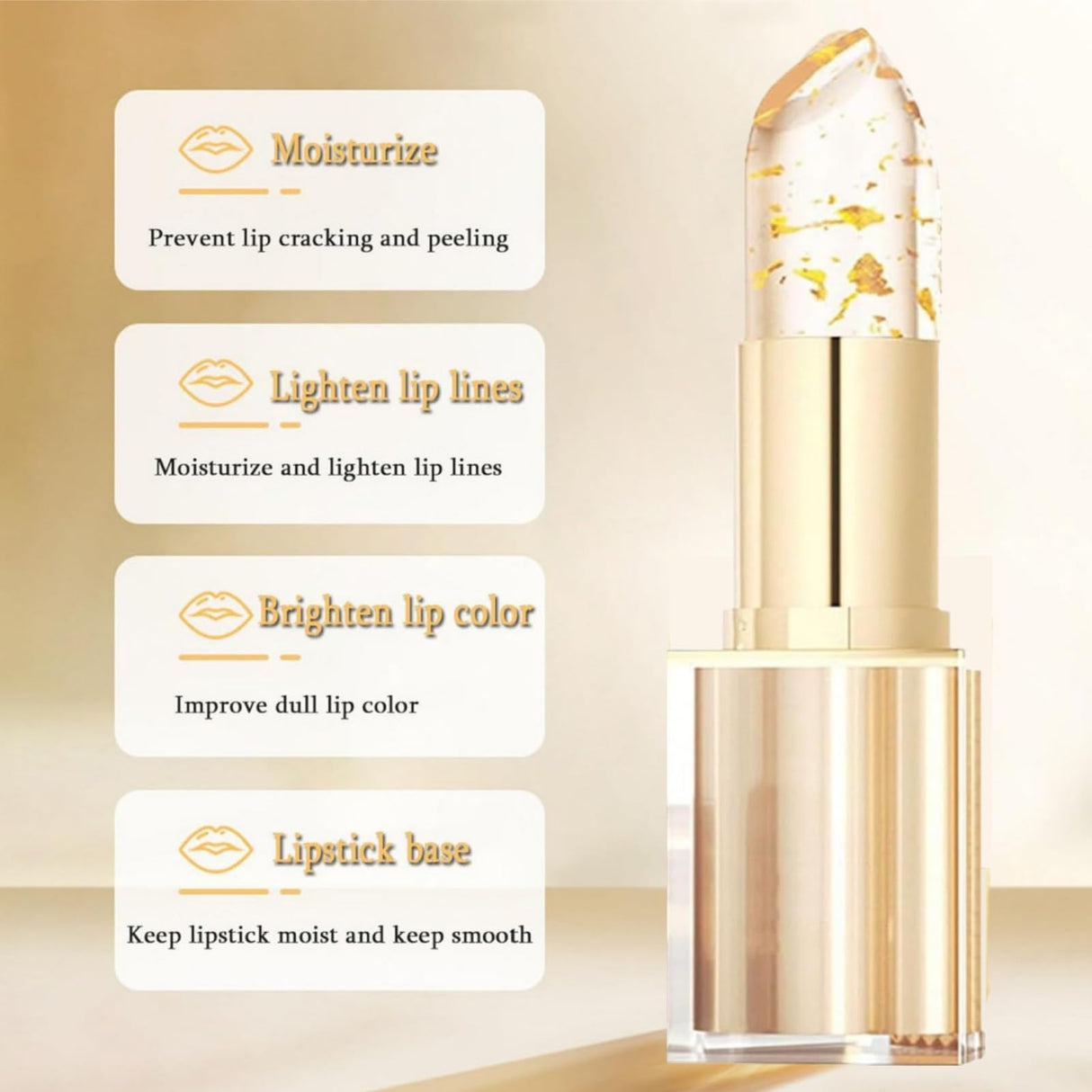 Bymolia Color Changing Lipstick,Transferproof Color Changing Gold Foil For Women Lipstick,Deep Nourishment Moisturizing Long Lasting 24 Hours