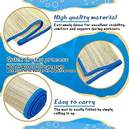 Qunclay 4 Packs Straw Beach Mat Waterproof Non Slip Straw Mat Foldable Lightweight Picnic Mat with Trim for Camping Sunbathing Picnic Floor Yoga