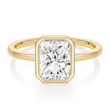 EAMTI 3CT Engagement Rings for Women Radiant Cut CZ Solitaire Promise Wedding Bands Travel Bezel Ring 14K Gold Plated Size 7.5