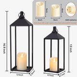 Lanterns Decorative Outdoor Indoor, 17" 13" Set of 2 Black Candle Lanterns