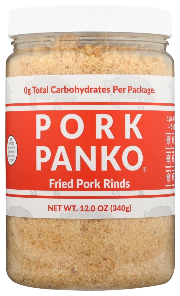 Pork Panko - 0 Carb Pork Rind Bread Crumbs - Keto and Paleo Friendly, Naturally Gluten-Free and Carb-Free - Case of (6) 12oz Pork Panko Jars