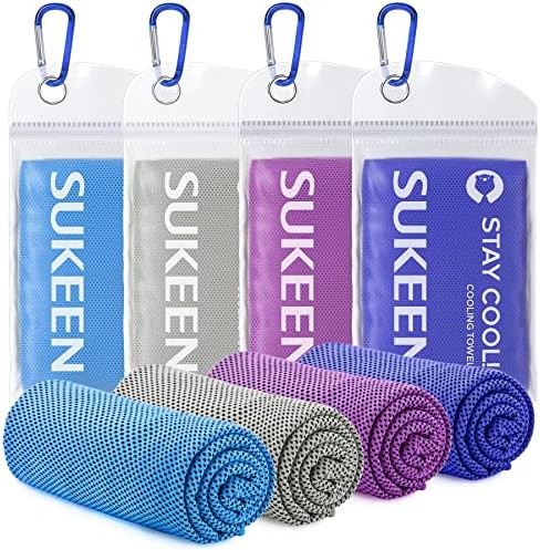 Sukeen [4 Pack] Cooling Towel (40"x12"),Ice Towel,Soft Breathable Chilly Towel,Microfiber Towel for Yoga,Sport,Running,Gym,Workout,Camping,Fitness,Workout & More Activities