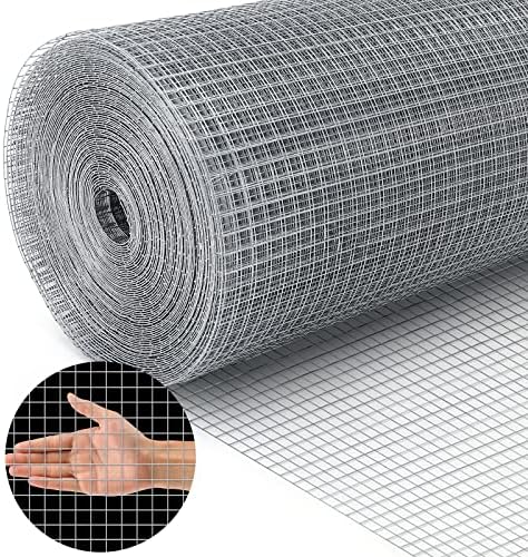 Land Guard 19 Gauge Hardware Cloth, 1/2 inch Chicken Wire Fence, Galvanized Welded Cage Wire Mesh Roll Supports Poultry Netting Cage Fence………