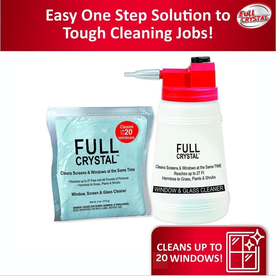 Full Crystal Refill Kit - 1 lb. Bag of Crystal Powder Exterior Window Cleaner for Glass and Screens - Cleans Up to 80 Windows - Shipped Product Packaging May Vary