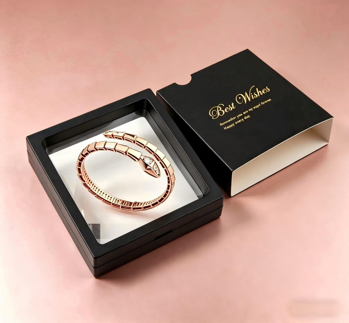 Ladies' Serpentine Bracelet，Rose Gold snake shaped bracelet