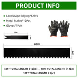 12 Pack Galvanized Steel Landscape Lawn Edging, 40" X 6" Metal Landscape Edging Border with 12 Clips, Metal Garden Edging Border, Metal Edging for Landscaping, Garden, Yard, Pathway(40Ft Total)