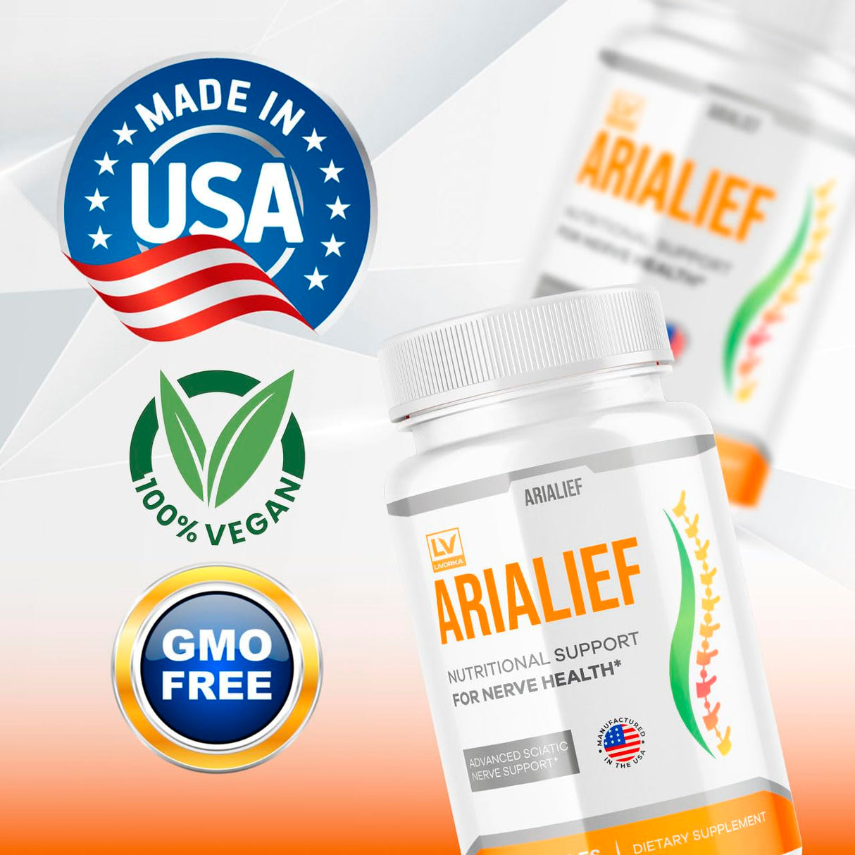 (3 Pack) Arialief Capsules for Sciatica, Arialeaf Nutritional Support for Nerve Health, Arialeaf Prime Palm Sciatica, Aria Leaf Primepalm Aria LIEF Vitamin, 3 Months