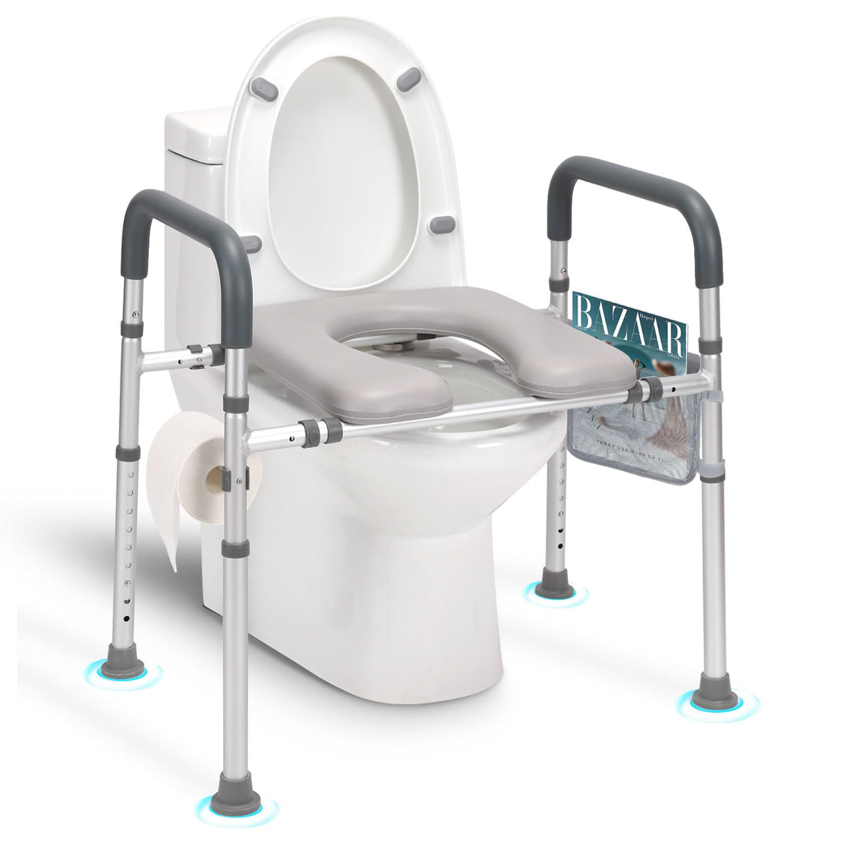 Raised Toilet Seat with Handles, 400lb Handicap Toilet Seat with Handles Over Toilet, Commode Chair with Adjustable Height & Width, Toilet Seat Risers for Seniors, Elderly, Handicap