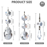 Milkary 44 Pack Chandelier Crystal Prism Replacement, 38mm Hanging Clear Crystal Glass Bead Prisms 20mm Chandelier Crystals Modern for Foyer Wedding Lamp Windows Christmas Tree Decoration