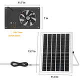 Solar Powered Fan with Battery Run Day/Night, 15W Solar Fan for Chicken Coop with 16.4Ft Cable,3/6H Timer, Waterproof Greenhouse Fans for Shed, Chicken Coop,Ventilation