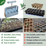 Handheld Soil Blocker Tool Kit - 4 Cell Heavy Duty 2 Inch Seed Starter Soil Block Maker for Seedlings, Cuttings, Greenhouses and Gardens (Ergonomic Design, Durable Metal Construction)