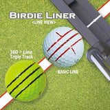 360-Degree Golf Ball Marker Alignment Tool Kit - Triple Line Stencil with 3-Color Pens and Gift Box