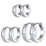 Richsteel 3 Pairs Mens Hoop Earrings Sets, Hypoallergenic Stainless Steel