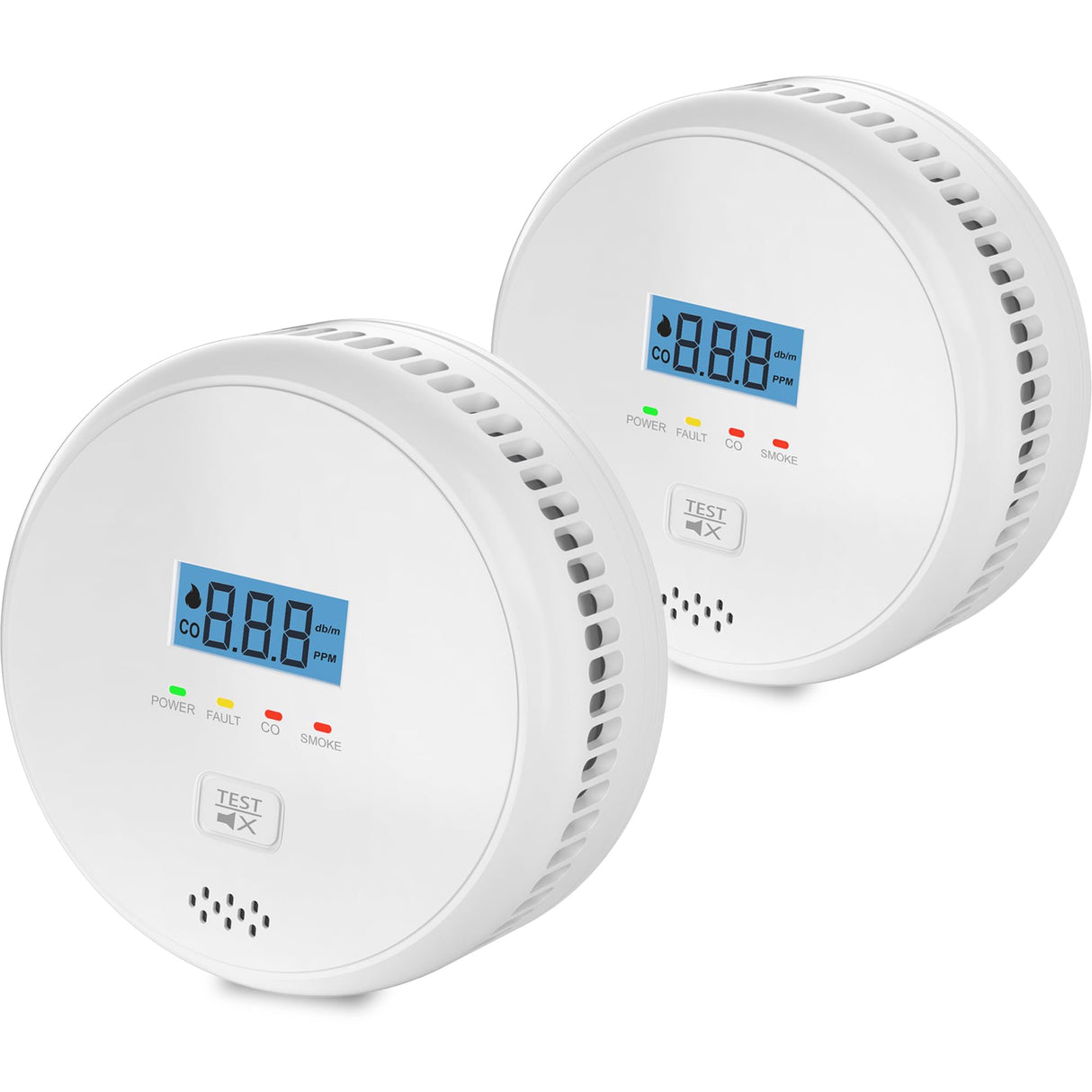 Smoke and Carbon Monoxide Detector Alarm Combo, Combination Carbon Monoxide Gas Detector Smoke Fire Alarm 2AA Battery Powered, Digital Display and Sound Light Alarm for Home, Bedroom, Kitchen