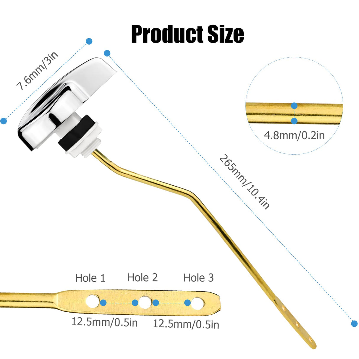 for TOTO Toilet Handle Replacement Parts Kit, Universal THU068#CP Trip Lvr for St743S Side Mount Toilet Flush Tank Lever Handle for TOTO Kohler Toilet Tank, 1-Pack Copper Lever