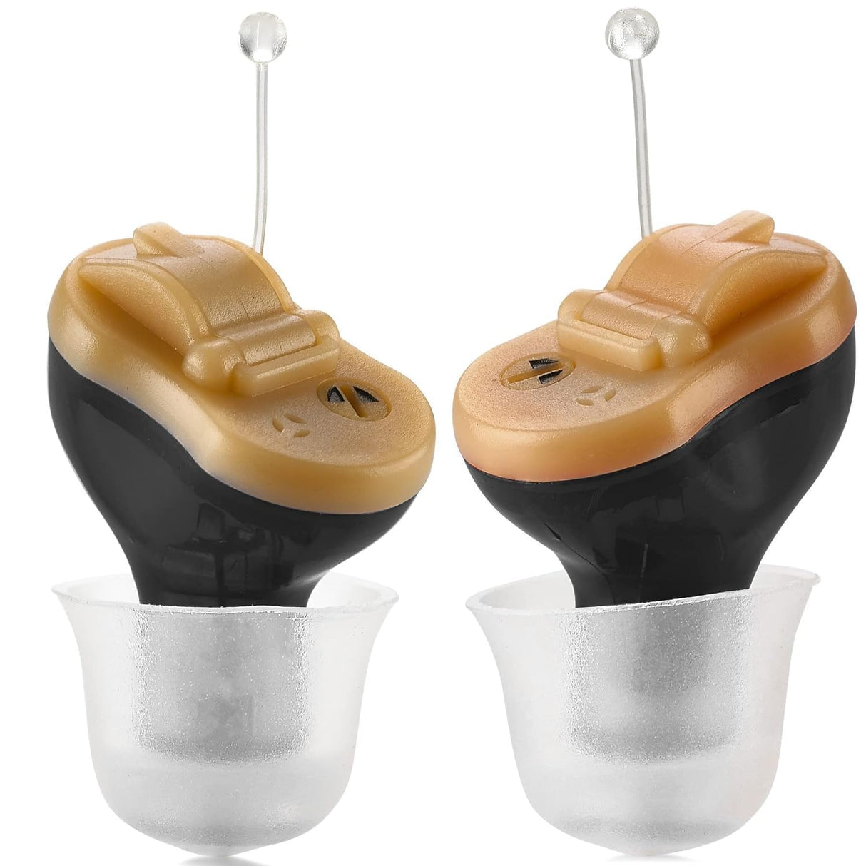 Premium Digital Hearing Aid Amplifier - Invisible in Canal (CIC) in-Ear Mini Sound Enhancer Set, Near-Invisible, Noise Cancelling, Personal Sound Hearing Amplifier - Black, Pair Right & Left Ear