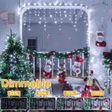 Ollny Icicle Lights for Outside 504LED 41FT, Cool White Christmas Light with Remote 8Modes Timers Waterproof, Plug in Connectable Hanging Lights for Outdoor Indoor House Roof Holiday