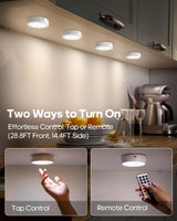 Puck Lights with Remote, Rechargeable White&13 RGB Colors Tap Lights, 6Pack