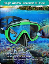 Snorkel Set Adults Snorkeling Gear Anti-Fog Panoramic View Swim Mask Dry Top Snorkel Kit with Carry Bag for Snorkeling Scuba Diving Swimming Travel