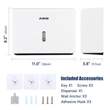 AIKE 200 Sheets Wall Mount Paper Towel Dispenser with Clear Window.Fit Multifold Paper Folded Size 10"x3.1" or Smaller,White Finish