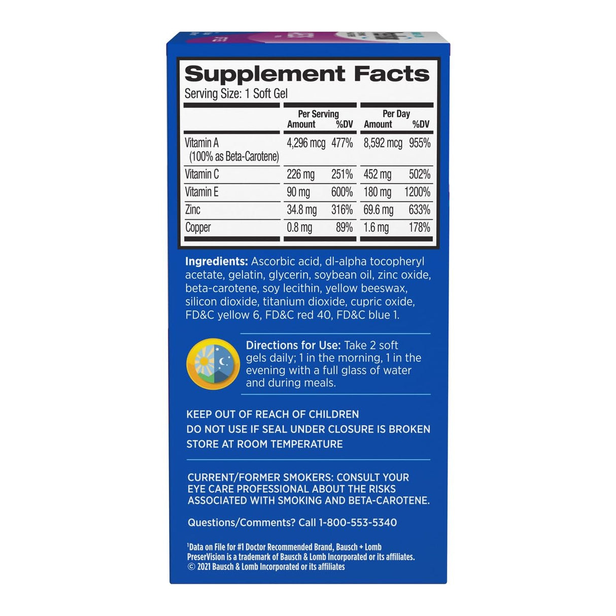 PreserVision AREDS Eye Vitamins, Multivitamin with Copper, Vitamin A, C & E, Zinc Supplements, 90 Softgels