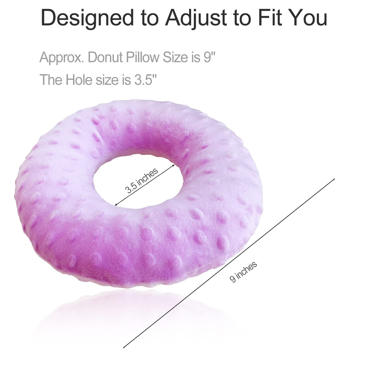 Piercing Pillow Ear Pillows Donut with Hole for Ear Pain CNH, Piercing, Pain Relief Sleeping, Pressure Sore, Side Sleepers, Headphones Minky Dot Lavender