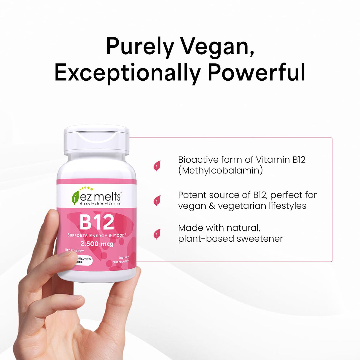 EZ Melts B12 Sublingual Vitamin 2,500 mcg, Methylcobalamin, Sugar-Free, 3-Month Supply